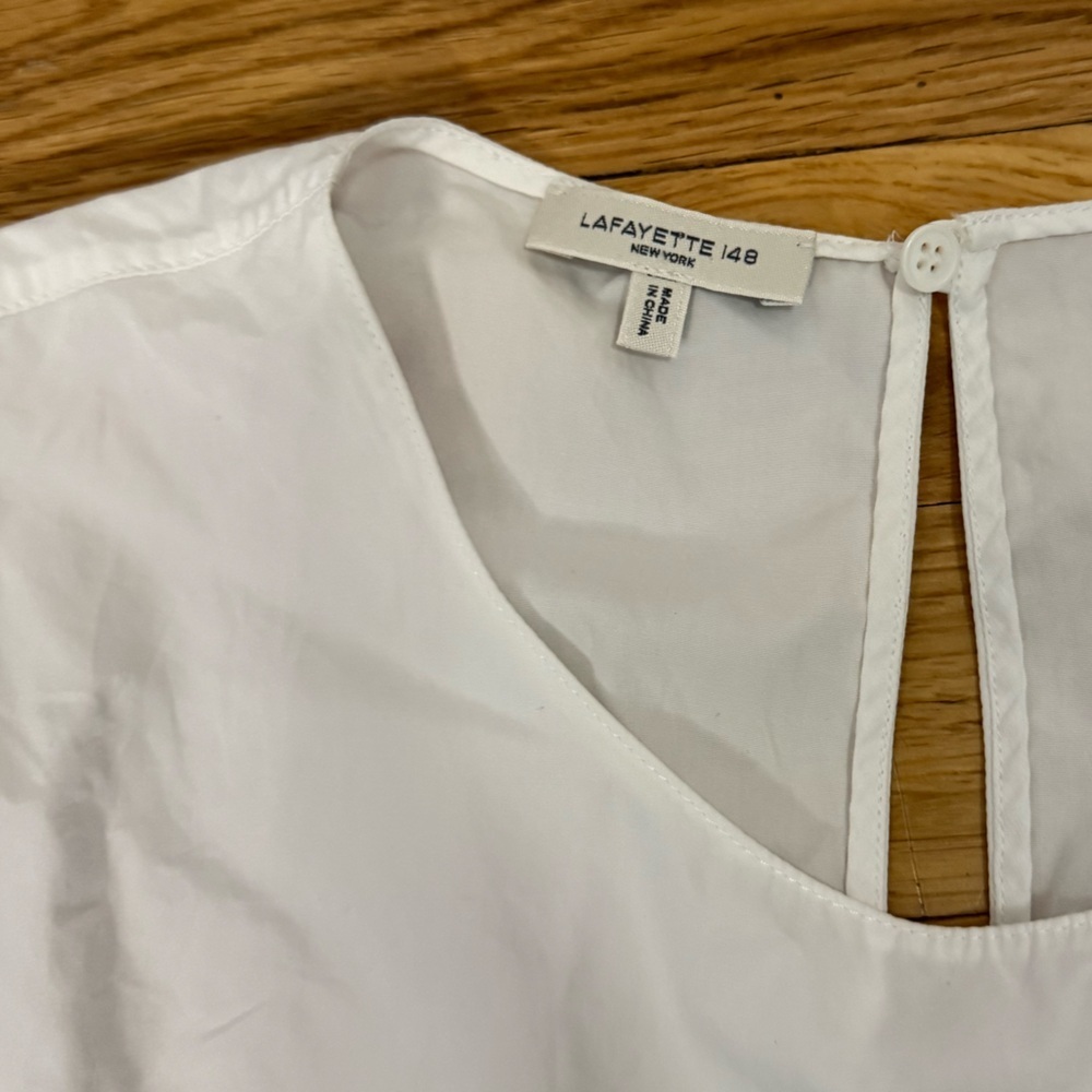 Lafayette 148 New York White Sleeveless Plepum - Picture 2 of 6